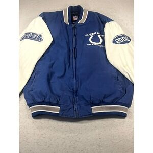Y2K Indianapolis Colts NFL Super Bowl‎ XLI Champions Jacket Mens XL Blue G-III